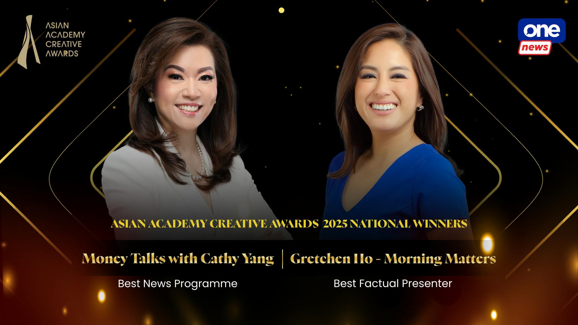 One News Anchors Cathy Yang and Gretchen Ho Secure Top Honors at the Asian Academy Creative Awards 2025